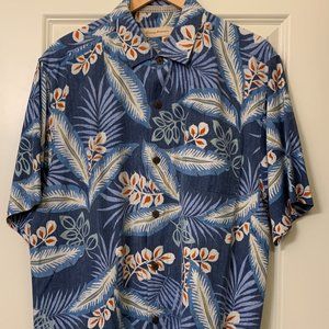 Tommy Bahama Men's Hawaiian Shirt Size L Floral 100% Silk Short Sleeve